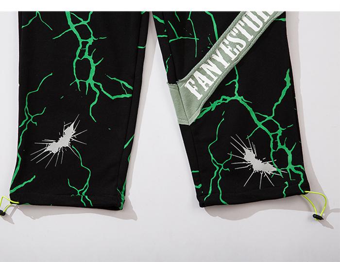 GREEN LIGHTNING JOGGERS - Buy Techwear Fashion Clothing Scarlxrd Ha3xun Store