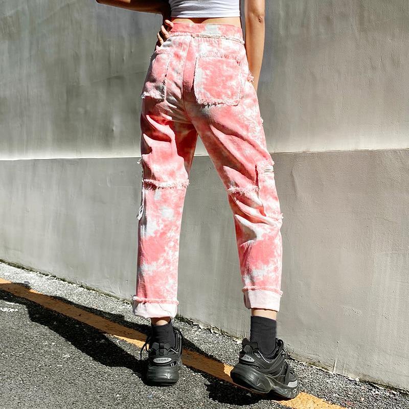 Distressed Tie Dye Jeans - buy techwear clothing fashion scarlxrd store pants hoodies face mask vests aesthetic streetwear