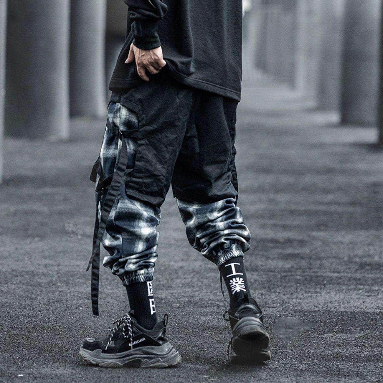 Tactical Patchwork Ribbon Joggers - buy techwear clothing fashion scarlxrd store pants hoodies face mask vests aesthetic streetwear