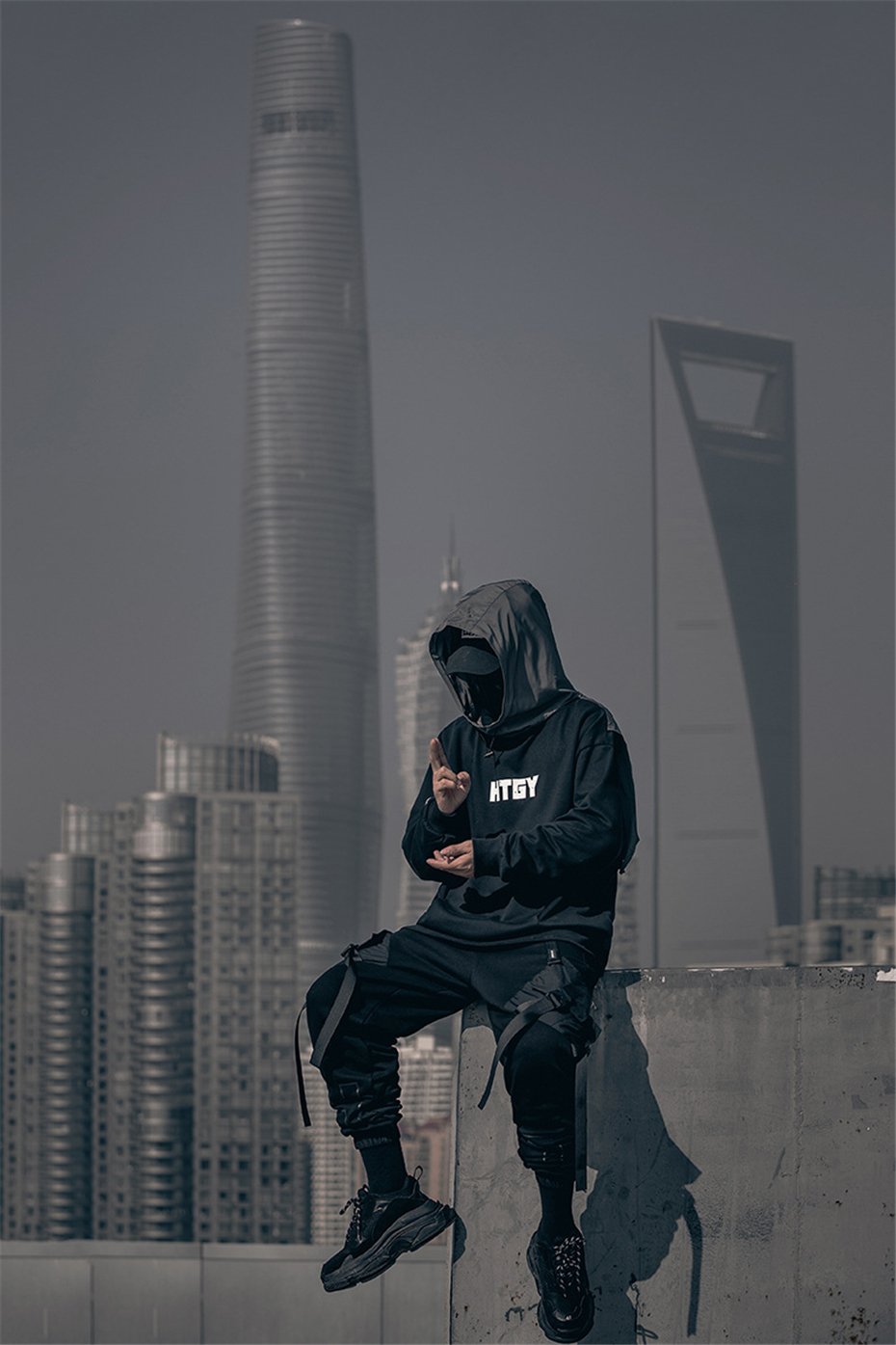 HTGY Block Hoodie - buy techwear clothing fashion scarlxrd store pants hoodies face mask vests aesthetic streetwear