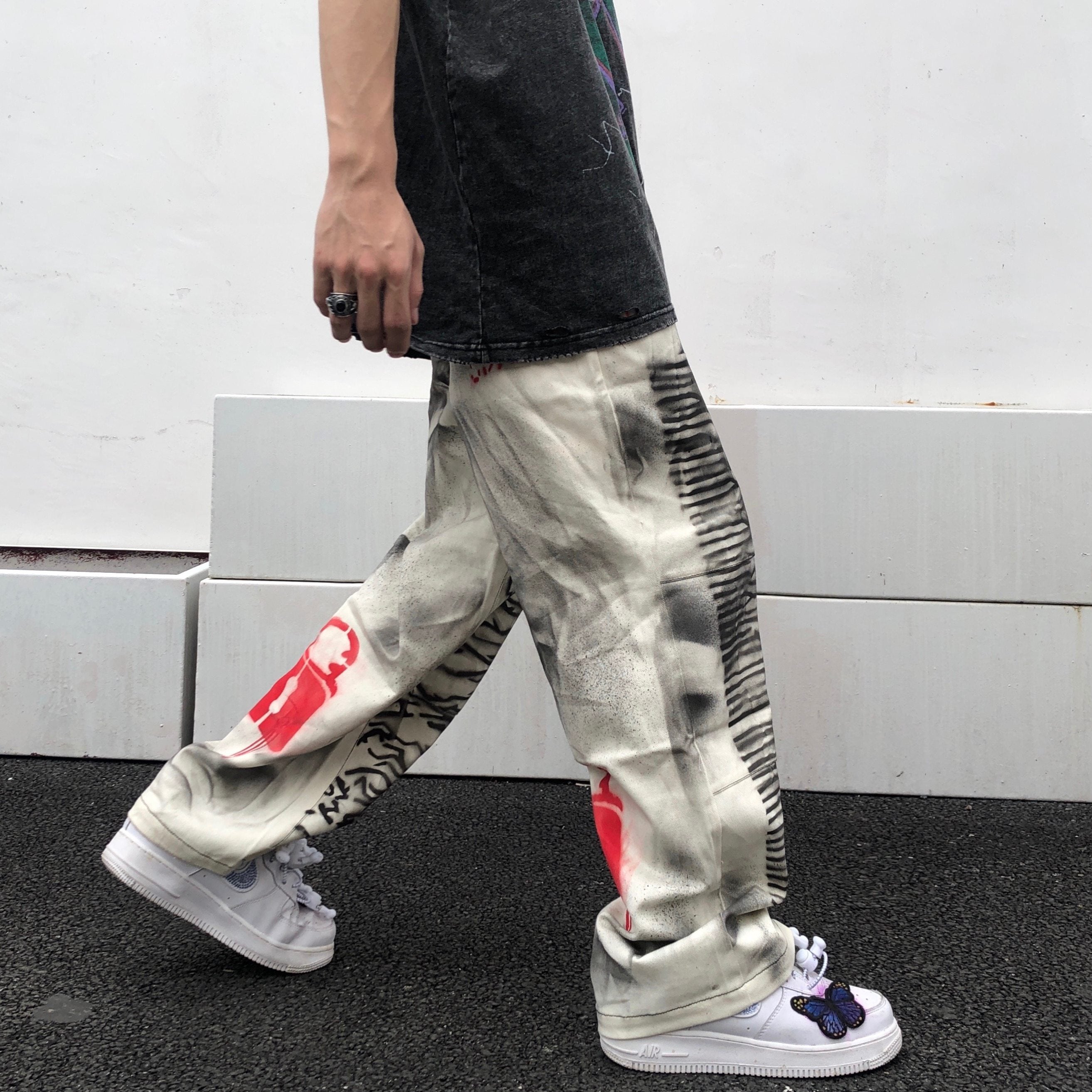 CUSTOM GRAFFITI PANTS - buy techwear clothing fashion scarlxrd store pants hoodies face mask vests aesthetic streetwear