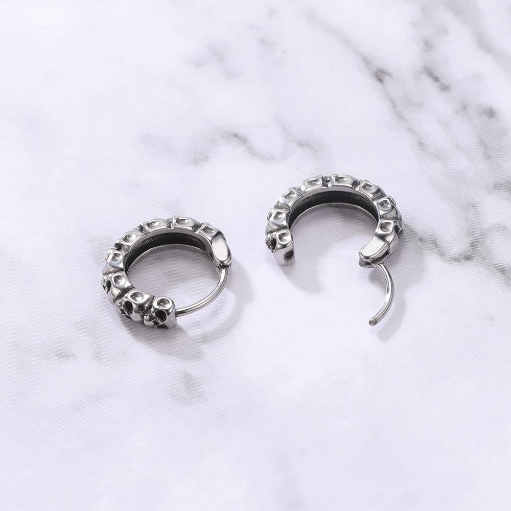 Skull Punk Stud Earrings - buy techwear clothing fashion scarlxrd store pants hoodies face mask vests aesthetic streetwear