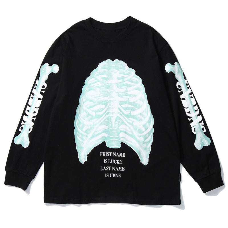 Skeleton Print Sweatshirt - buy techwear clothing fashion scarlxrd store pants hoodies face mask vests aesthetic streetwear