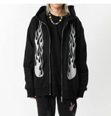 Flame Zipper Hoodie - buy techwear clothing fashion scarlxrd store pants hoodies face mask vests aesthetic streetwear