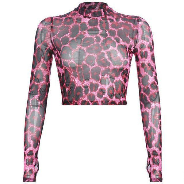 Pink Leopard Tech Top - buy techwear clothing fashion scarlxrd store pants hoodies face mask vests aesthetic streetwear